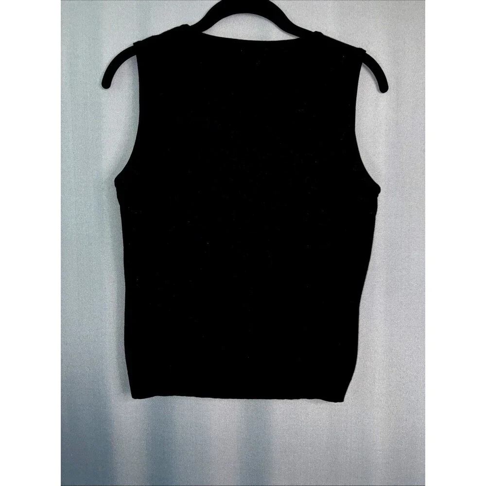 August Silk Knit Crew Neck Sweater Vest Medium Black Shell Tank Top Minimalist
